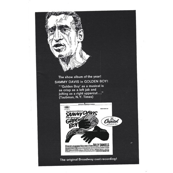 Sammy Davis Golden Boy Capitol Records AD 1960s Vintage Print Ad 9 in Broadway - Picture 4 of 4